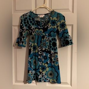 Pink Vanilla Girls Dress, size 10, Bell sleeves, Black, turquoise, yellow, grey